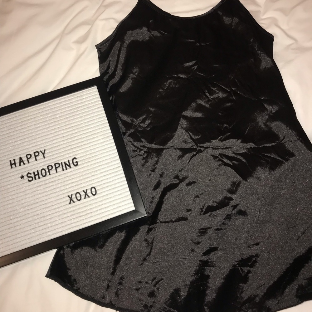 Black satin slip dress